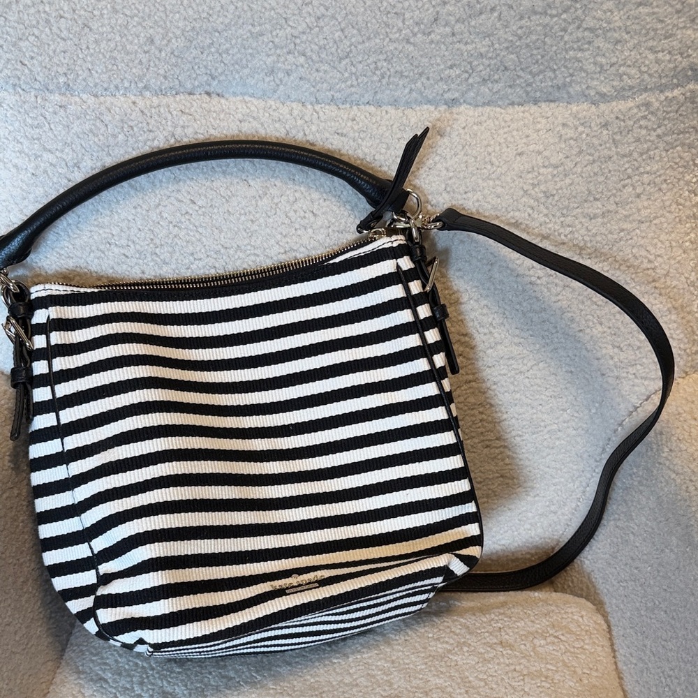 Black & White Striped Shoulder Bag - Classic Women's Bag